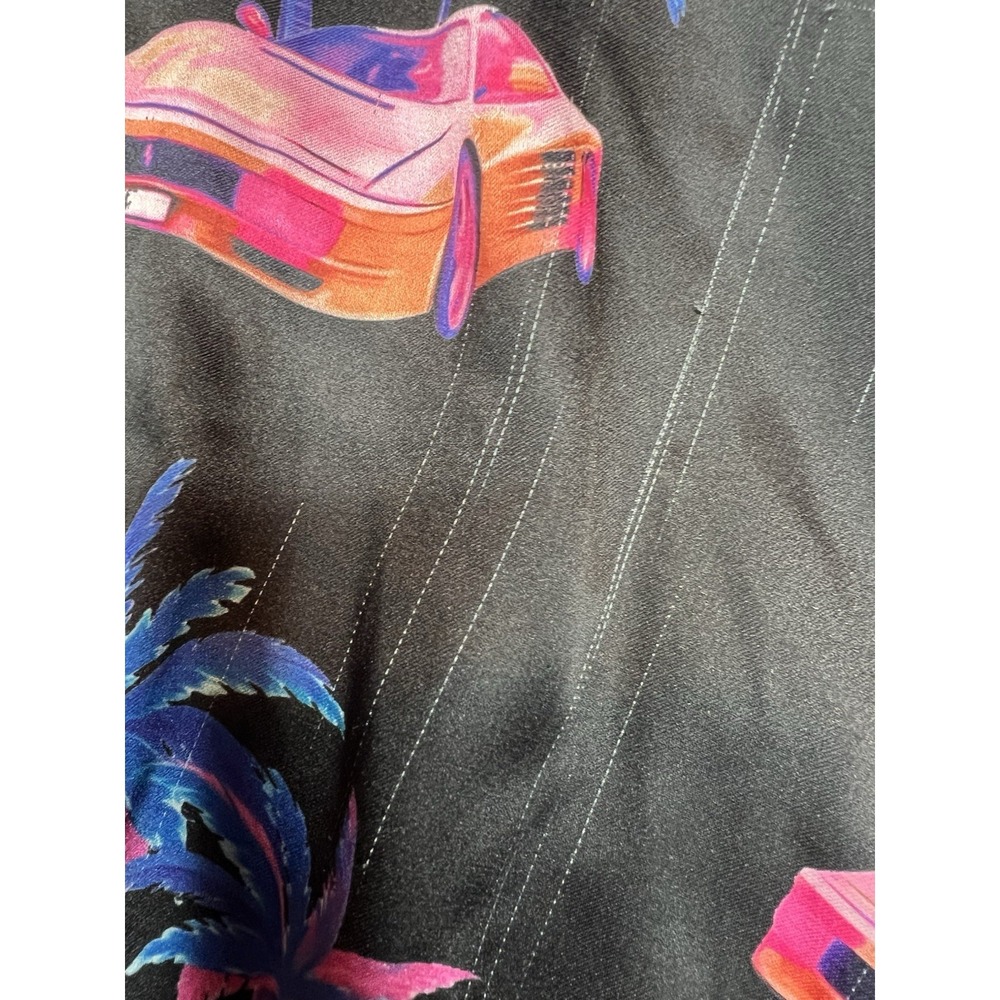 Dirty Weekend Pajamas Set Women's Size Medium‎ Satin LA Streetwear Ferrari Print - Picture 6 of 7